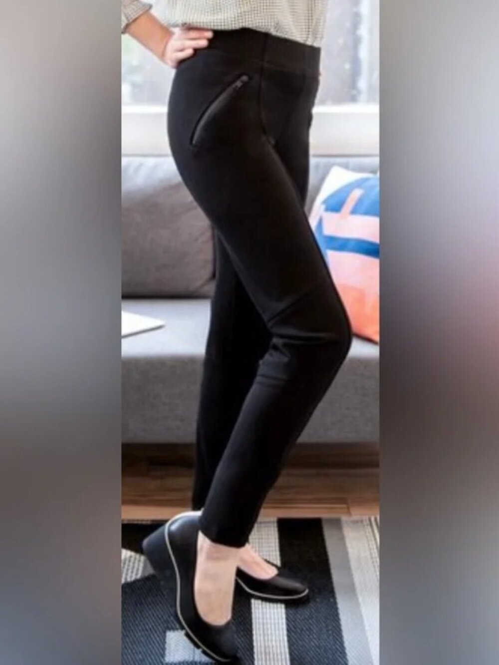New Betabrand Black Skinny Moto Zip Dress Pant Yoga Pants Large Petite